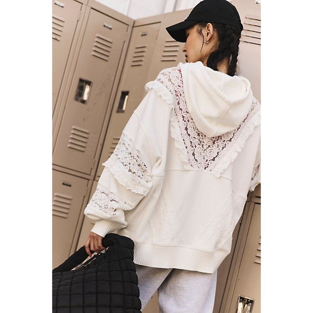 Free People Studio Tunic Lace Hoodie, NWT, Size M - Picture 3 of 6